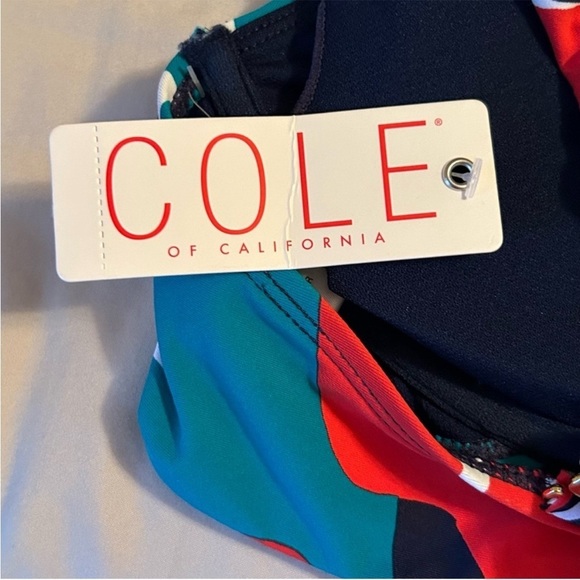 Cole Of California 2 Piece Bikini High Cut Bottom Twist Underwire Top Womens 14 - Picture 10 of 13